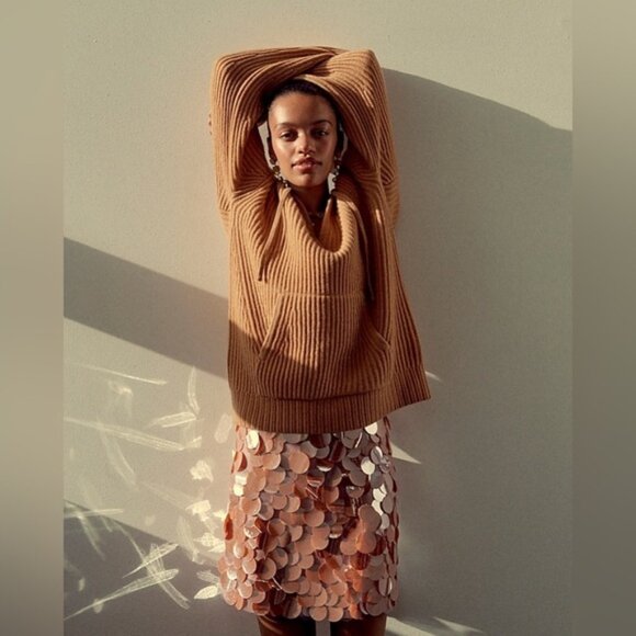 NWT J.Crew Collection Circle Sequin Mini Skirt in Peachy Pink - Picture 2 of 14